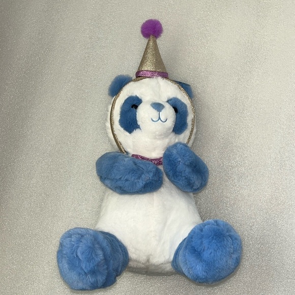 🆕 FAO Schwarz Sparklers Wear and Share Plush Panda Bear Birthday Blue/White - Picture 2 of 11